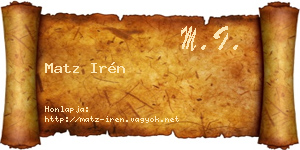 Matz Irén névjegykártya